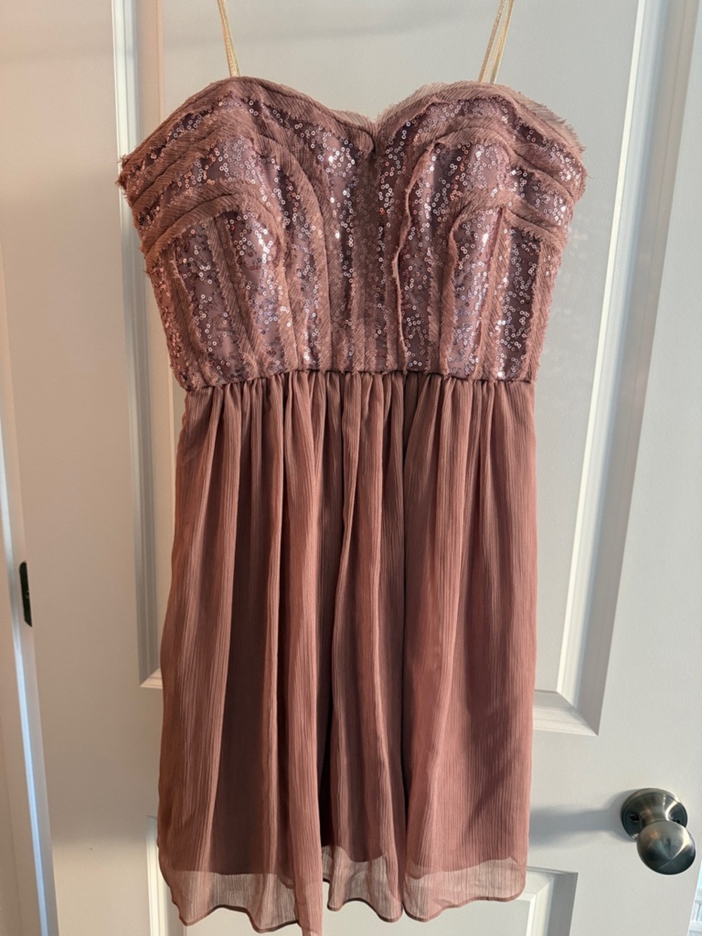 NEW WITH TAG Max & Cleo Strapless Rose Mauve Sequin Bodice Cocktail Dress